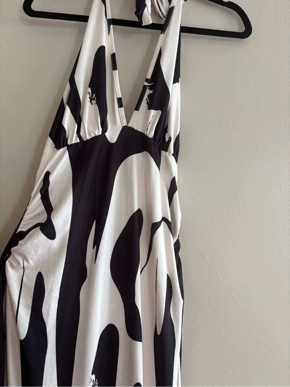 Black & Cream Halter Maxi Dress